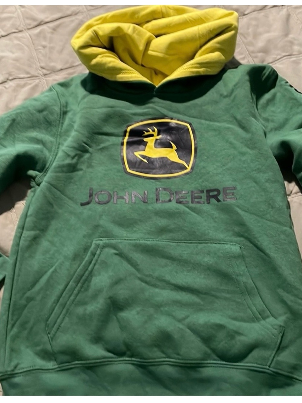 John Deere Green Hoodie with Yellow Lined Hood & Logo